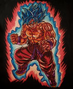 Ssj blue Kaioken Goku  Dragonball Artwork , an art print by