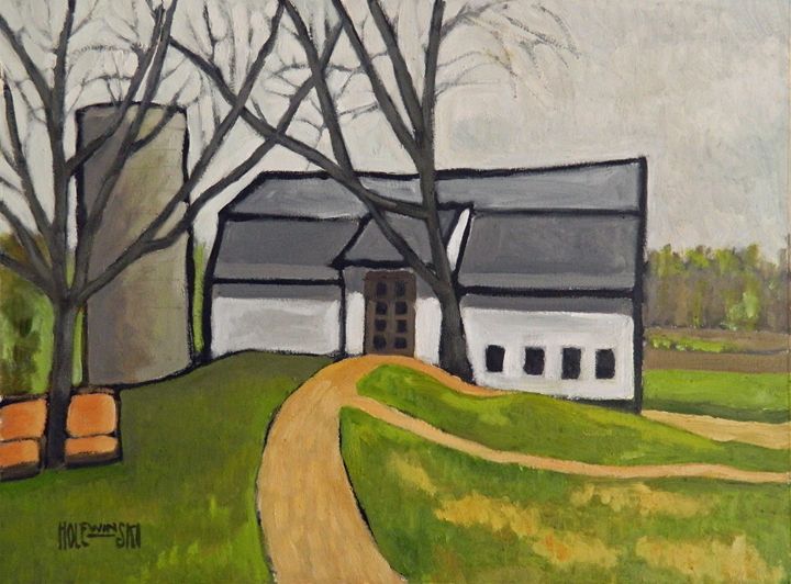 Barn with Two Trees - Holewinski