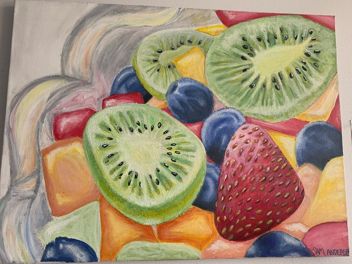 Juicy Fruits Doodle Art Print