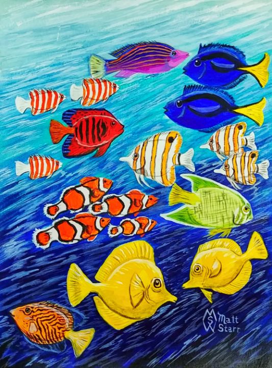 Saltwater fish school - Matt Starr Fine Art - Paintings & Prints