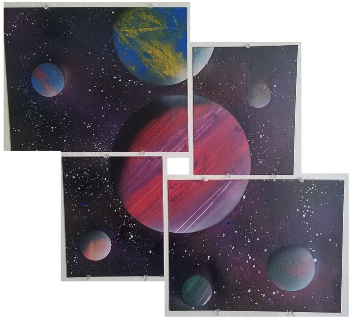 Space scene done on 4 canvases - Ray Boynton art