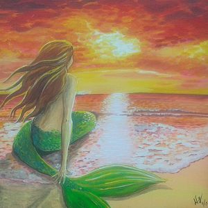 Mermaid at Sunset on the Shore