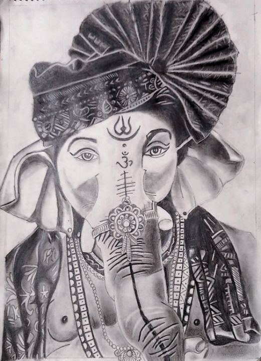 Prompt Lord Ganesh pencil drawing with added flowers | Download Script for  AI | Prompti.ai