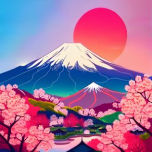 Mount Fuji with a rising sun - dolkuma