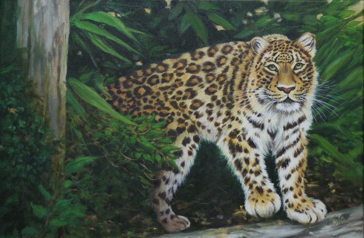 Forest Leopard, Oil on Canvas - Jane Indigo - Paintings & Prints