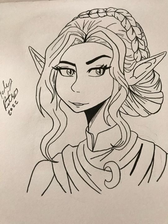 Elf wearing hops on head drawing black and white. Drawing sketch style  illustration of an elf, a human-shaped supernatural | CanStock