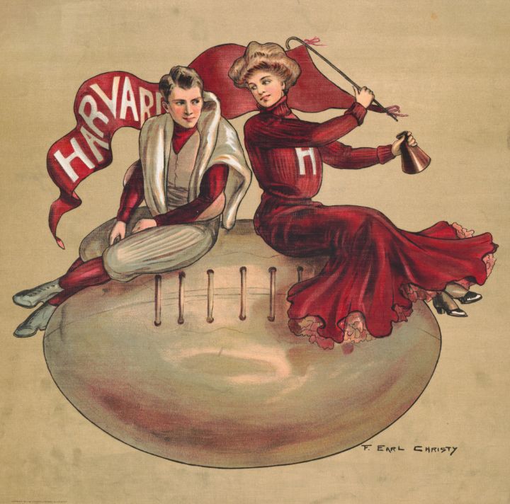 Harvard football poster featuring ma - Master style
