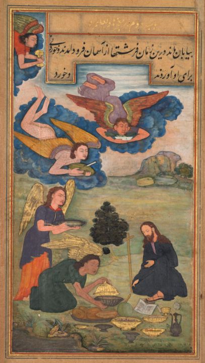 Angels bring food to Jesus in the wi - Master style - Paintings