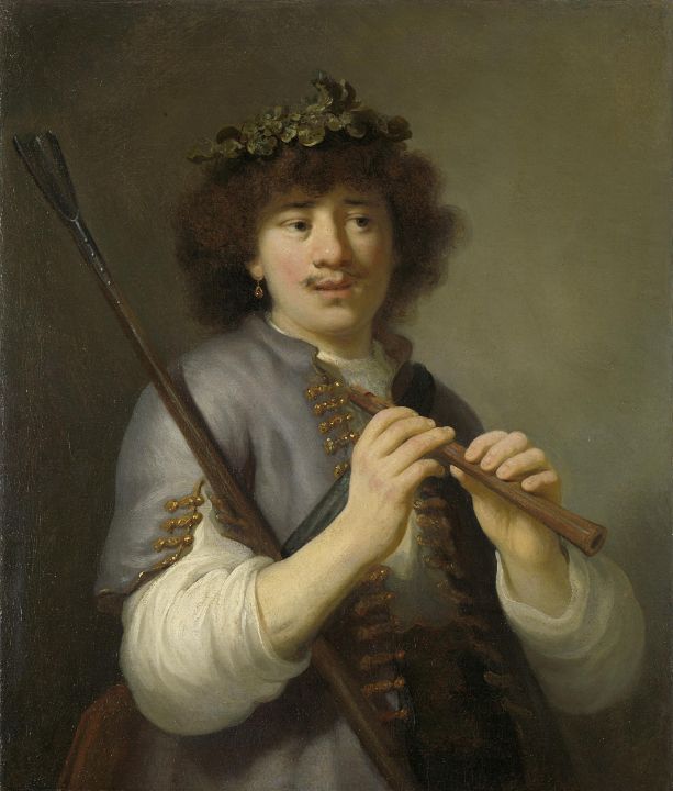 Rembrandt as Shepherd with Staff and - Master style