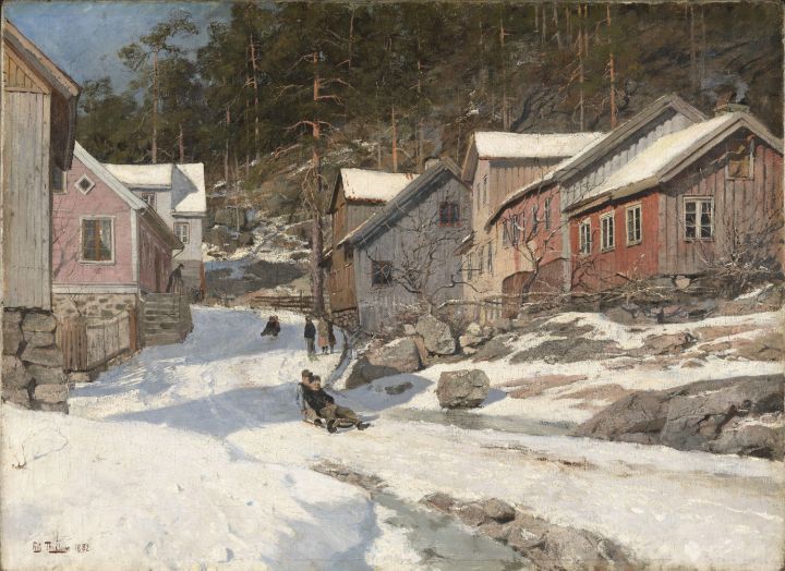 Frits Thaulow Norwegian   Street in - Master style