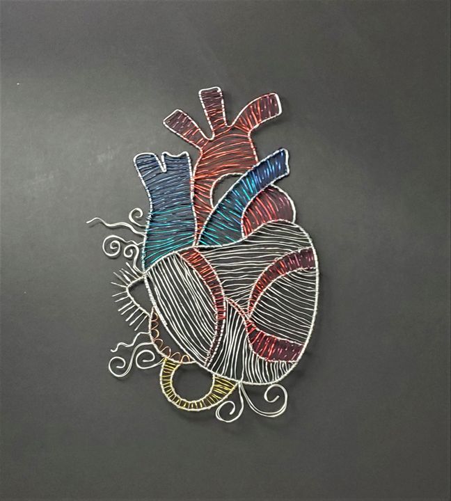 Anatomical heart wire sculpture - Alice's Wire Wonderland