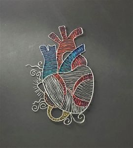 Anatomical heart wire sculpture