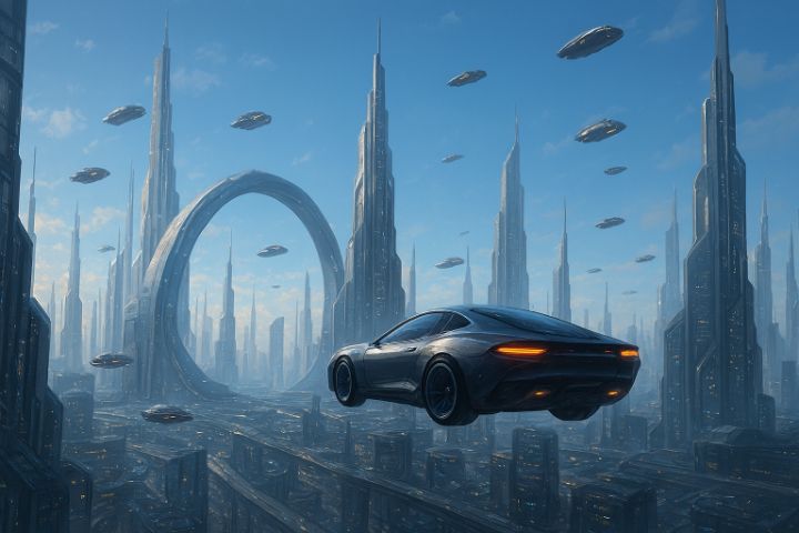 futuristic city with flying cars - Momo - Digital Art & AI, Vehicles ...