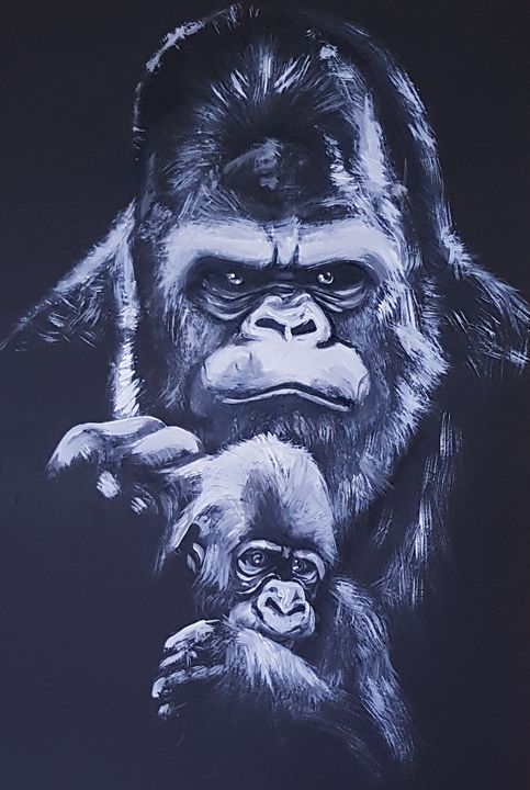 Father and child Gorilla painting - Sammyjo Artwork