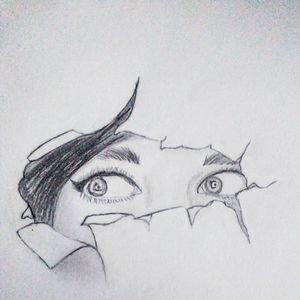 scared little girl drawing