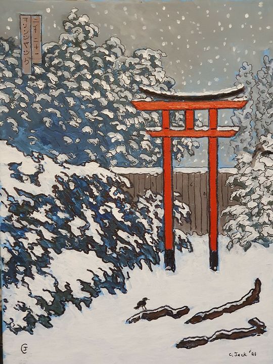 torii gate in snow - colin ross jack