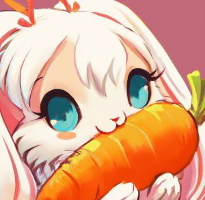 Cute Bunny Nibbling On A Carrot - Amazing Art