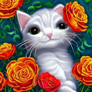 Kitten in the Roses - Amazing Art