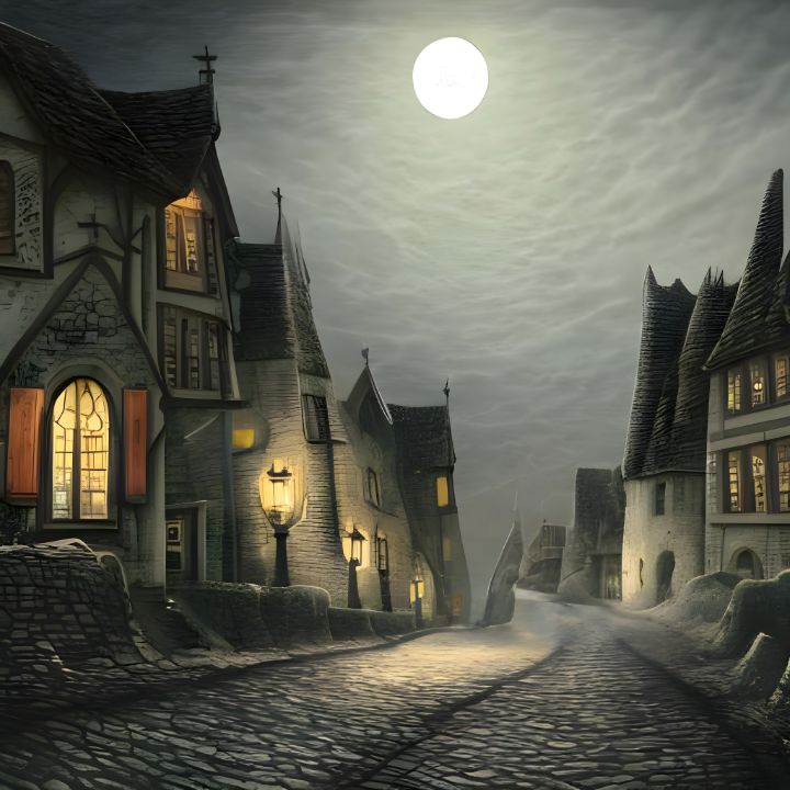 Midnight in the sleepy town - Amazing Art