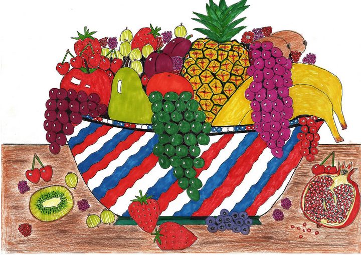 Fruit Basket Pencil Sketch Drawing by Tina Mathew - Fine Art America-saigonsouth.com.vn