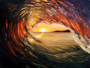 Stoked ! - The ART of G'iles - Paintings & Prints, Landscapes & Nature,  Beach & Ocean, Waves - ArtPal