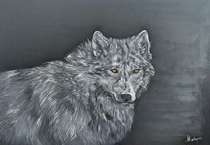 Wolf .Wild. Animal.Oil on canvas.