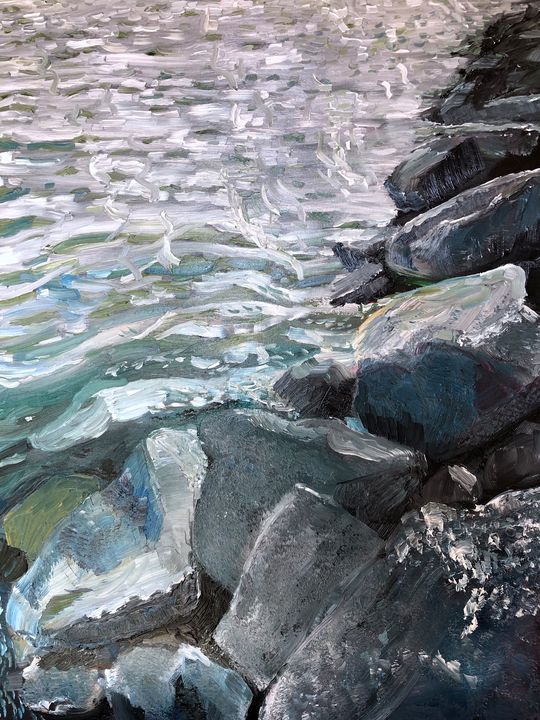 River Stones and Reflections - Suzys Art - Paintings & Prints, Landscapes &  Nature, Rivers & Creeks - ArtPal