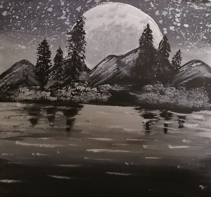 Moon - aMiNA - Paintings & Prints, Landscapes & Nature, Mountains - ArtPal