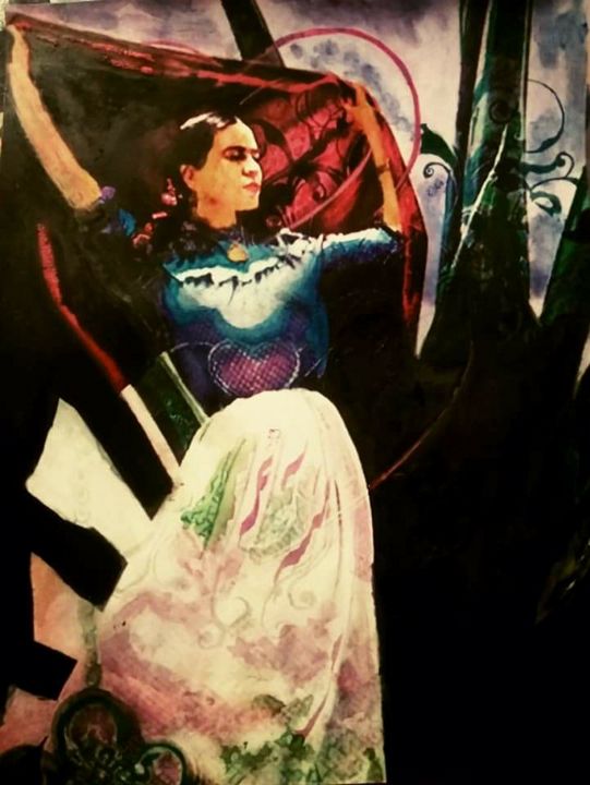 Frida Kahlo- Exploration of Self - Black Rose- Phoenix JD.