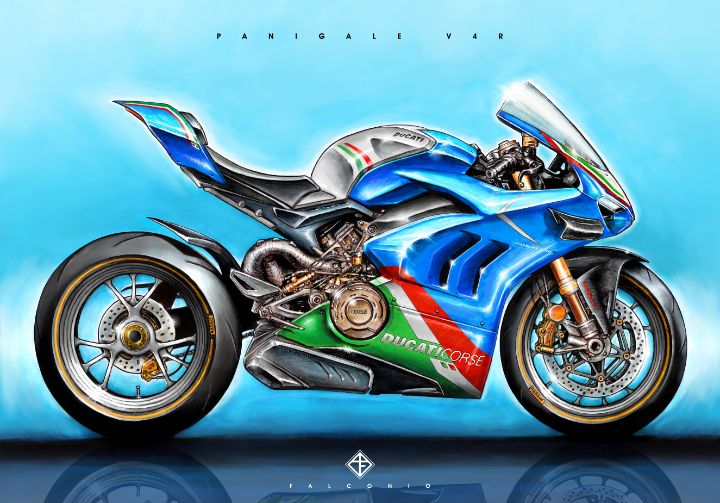 Ducati Panigale V4R (1-5-B-wyt) - Angelo Falconio Art