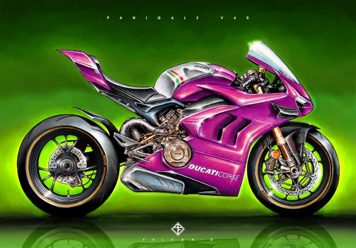 Ducati Panigale V4r (1-8-v-by) - Angelo Falconio Art - Paintings 