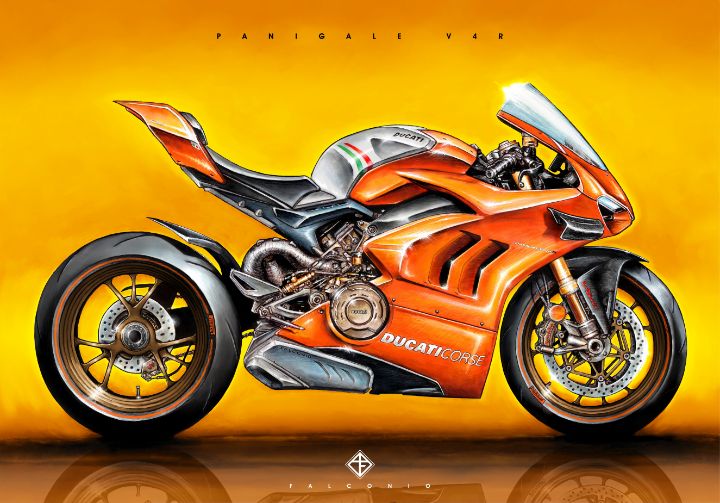 Ducati Panigale V4R (1-7-H-mr) - Angelo Falconio Art - Paintings