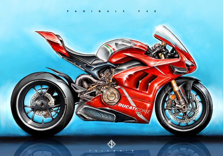 Ducati Panigale V4R (1-2-B-bws) - Angelo Falconio Art