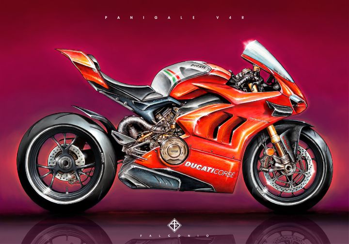 Ducati Panigale V4R (1-1-S-bw) - Angelo Falconio Art