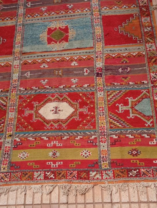 Kilim Red Berber wool rug - Moroccantreasure