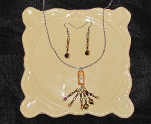 Copper Color Bead Tassel Jewelry Set