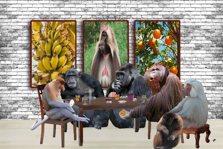 Apes Playing Poker - Art Ball