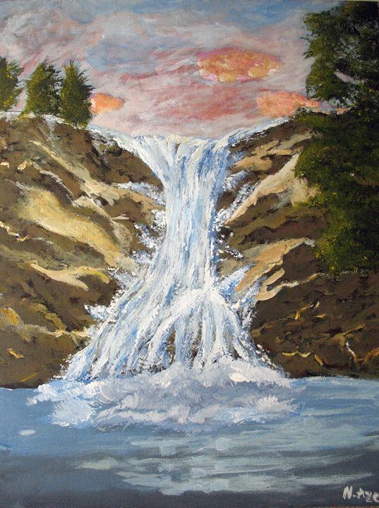 Waterfall at Sunset - Joy Azer's Gallery