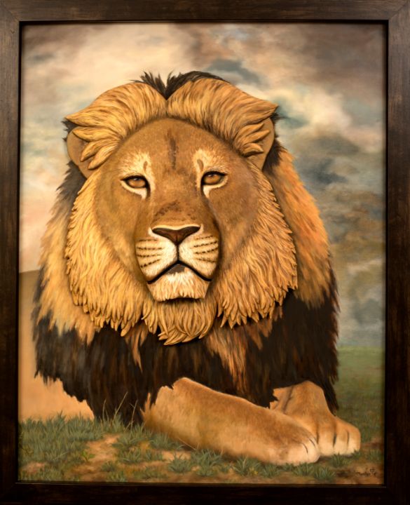 The Lion, 3D Painting framed - Wild For Life Art by Marilyn Frazier