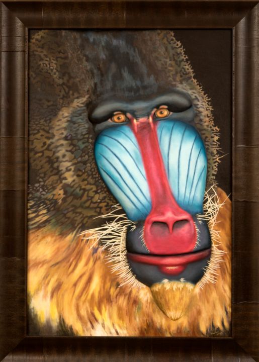 Mandrill, 3D Painting framed - Wild For Life Art by Marilyn Frazier