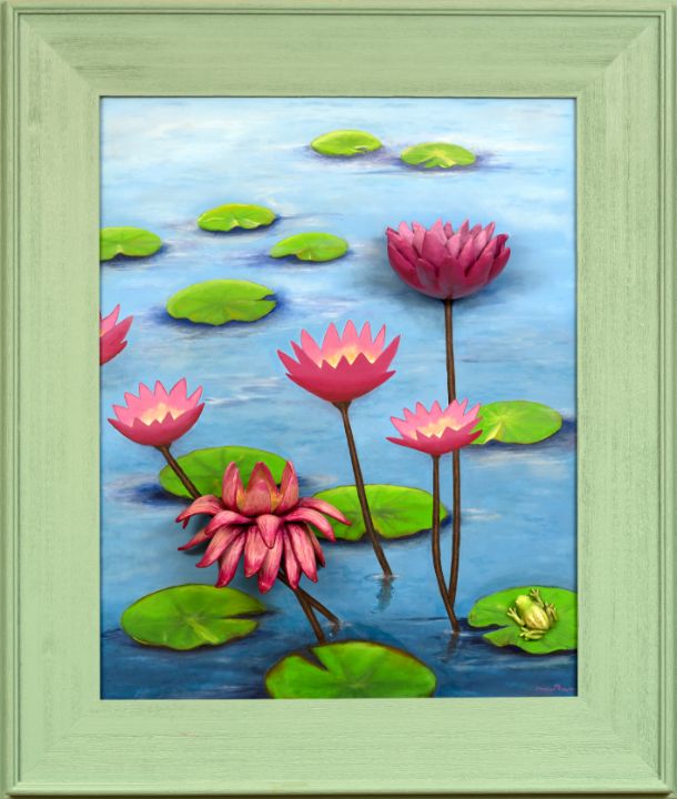 Lotus, 3D Painting framed - Wild For Life Art by Marilyn Frazier