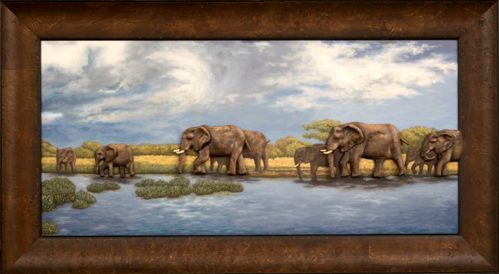 Elephants, 3D Painting framed - Wild For Life Art by Marilyn Frazier