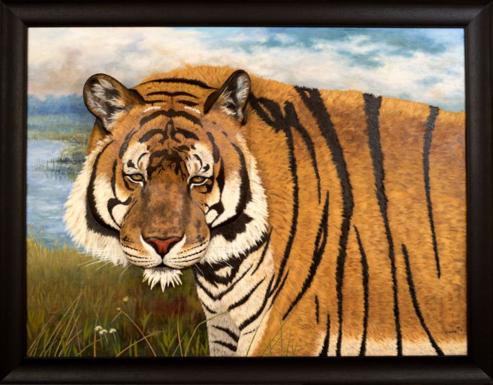 Tiger, 3D Painting framed - Wild For Life Art by Marilyn Frazier