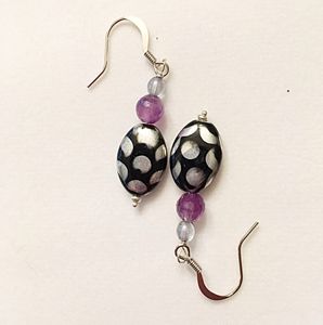 Black and silver dot earrings