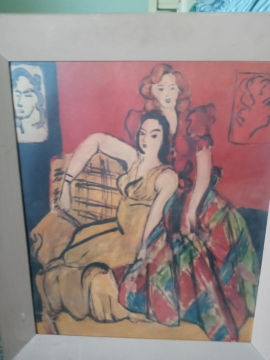 Lady in yellow dress and plaid dress - Verneya's paintings