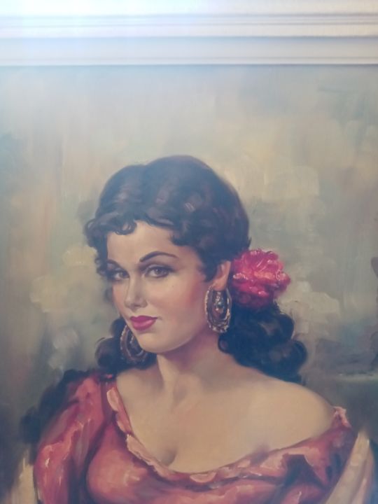 Gipsy girl with a red rose in hair - Verneya's paintings