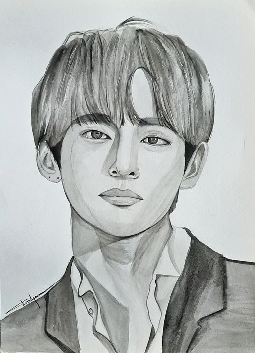 How to draw BTS V Kim Taehyung  step by step easy for beginners  bts  drawing  BTS art V drawing  How to draw BTS V Kim Taehyung  bts 