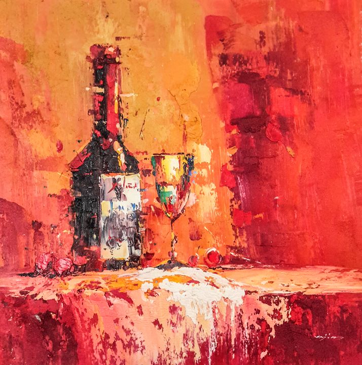 Bottles with Candle - Paint Our Days - Paintings & Prints, Still Life,  Tableware, Other Tableware - ArtPal