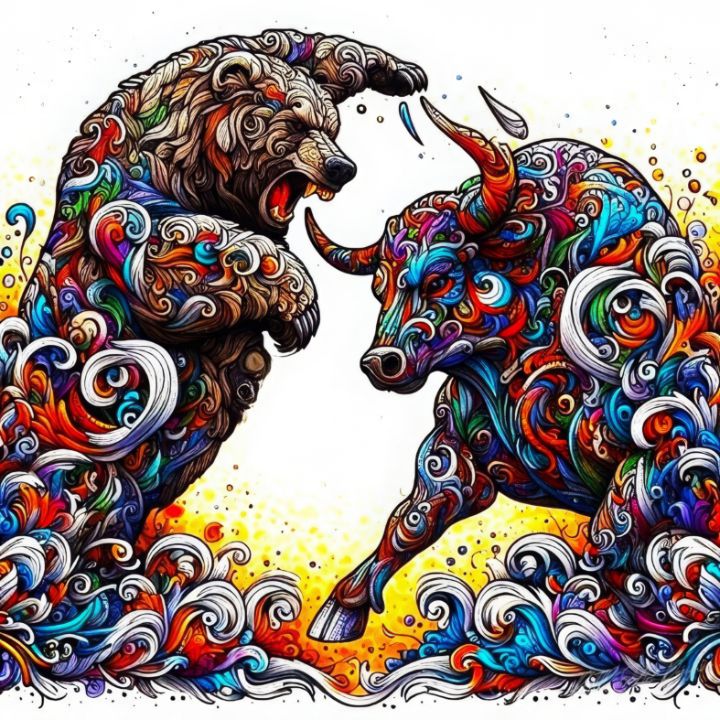 Bears And Bulls Crypto Market Sykart Designs Digital Art Animals