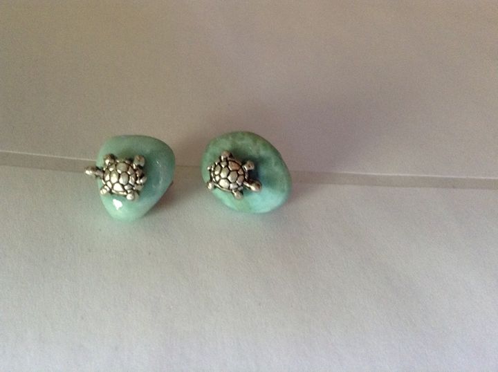 Blue Larimar with Turtle Earrings - Shelly's Gems